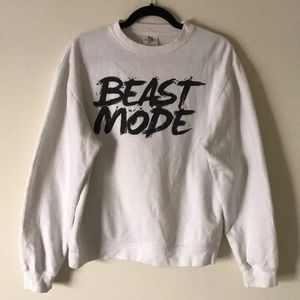 Beast Mode white crewneck sweater